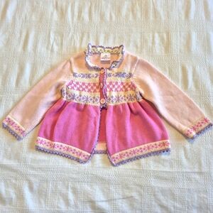 Hanna Andersson girls size 70 6-12 months months pink and purple knit cardigan